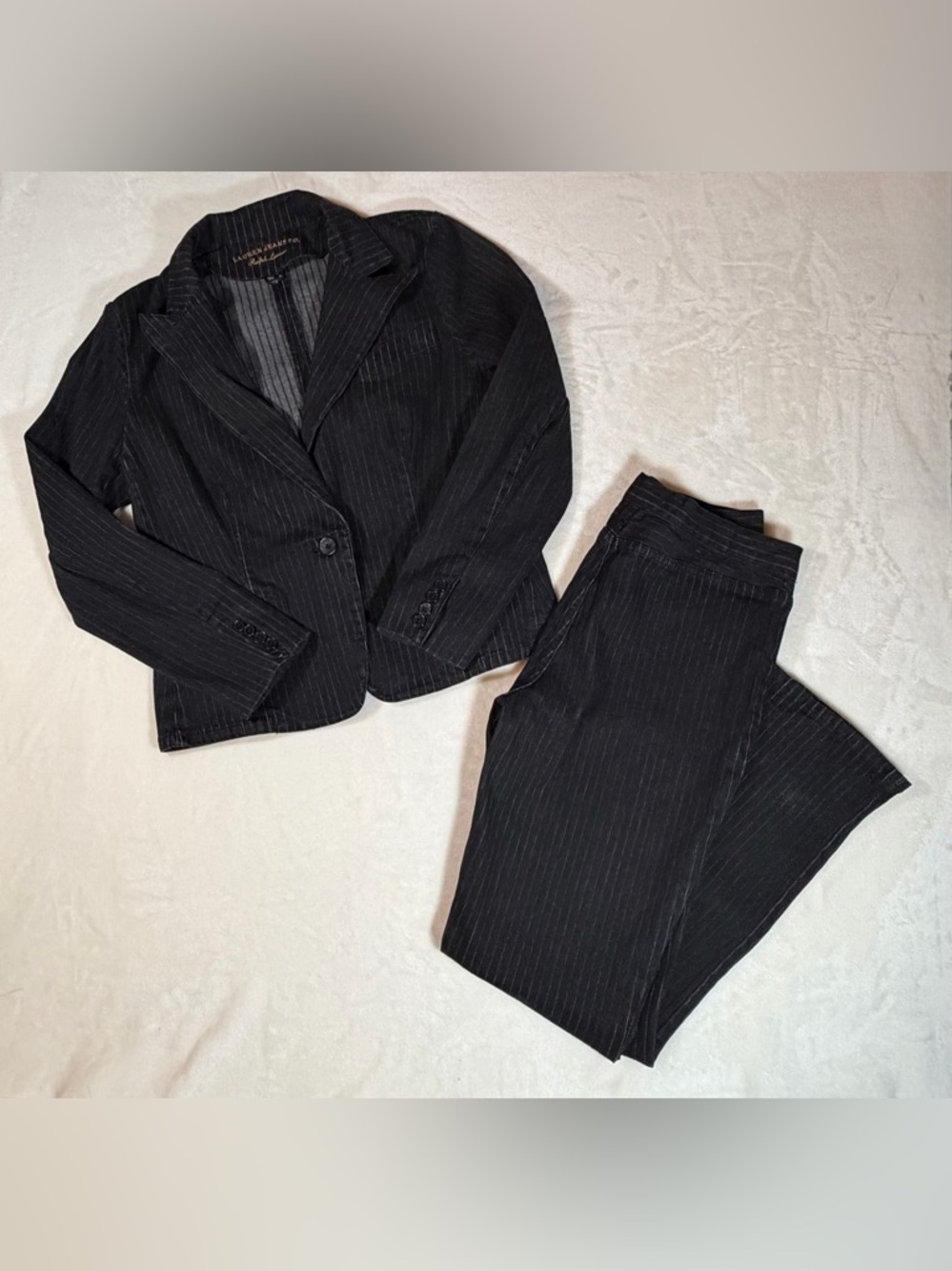 Lauren Jeans Co. Black Pinstripe Denim Boot Cut Jeans 1 of 2 Piece Set